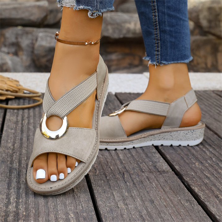 Skylar | Flat Sandals With Metal Buckle