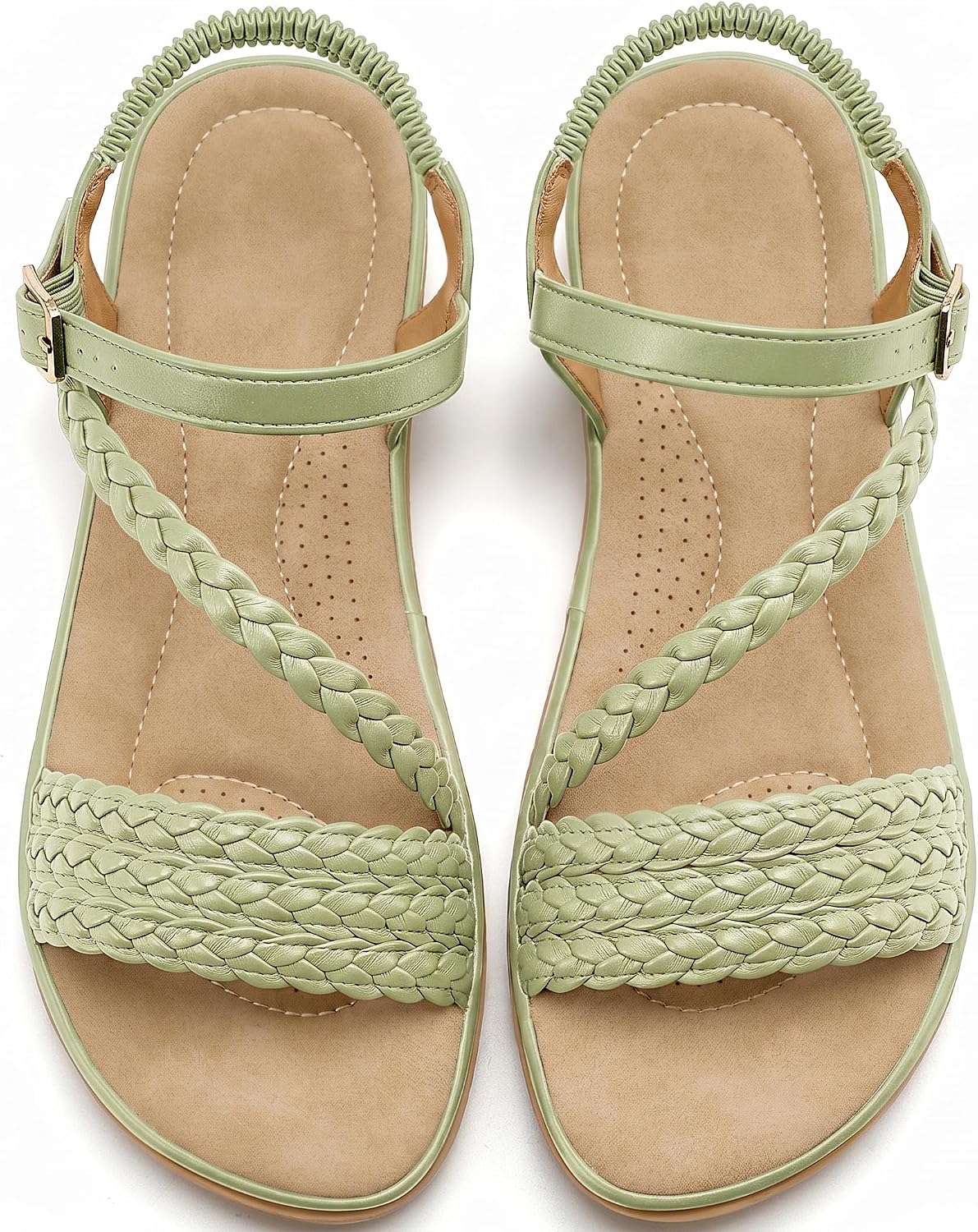 Aomigoct Dressy Womens Sandals Summer: Comfortable Strappy Flats Sandals Women - Casual Walking Woman Shoes
