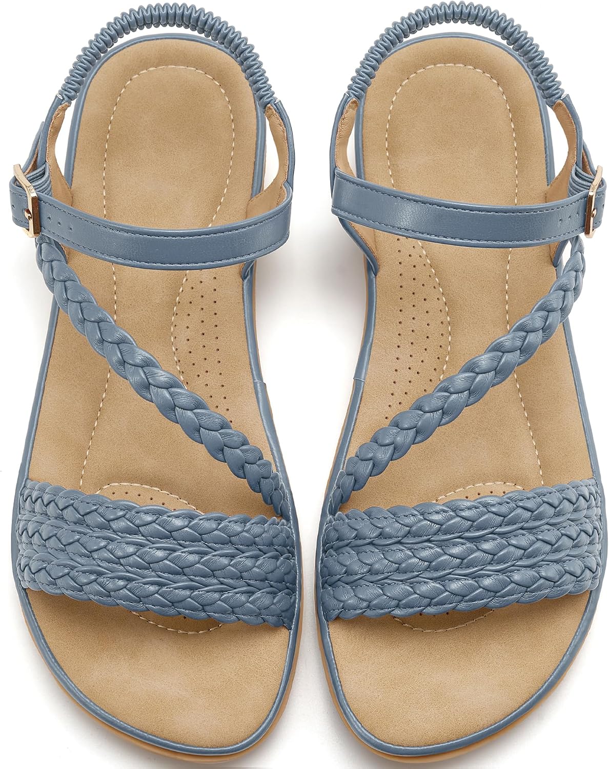 Aomigoct Dressy Womens Sandals Summer: Comfortable Strappy Flats Sandals Women - Casual Walking Woman Shoes