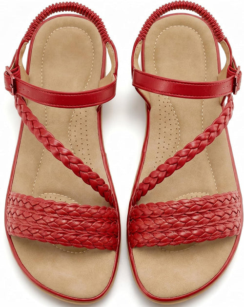 Aomigoct Dressy Womens Sandals Summer: Comfortable Strappy Flats Sandals Women - Casual Walking Woman Shoes