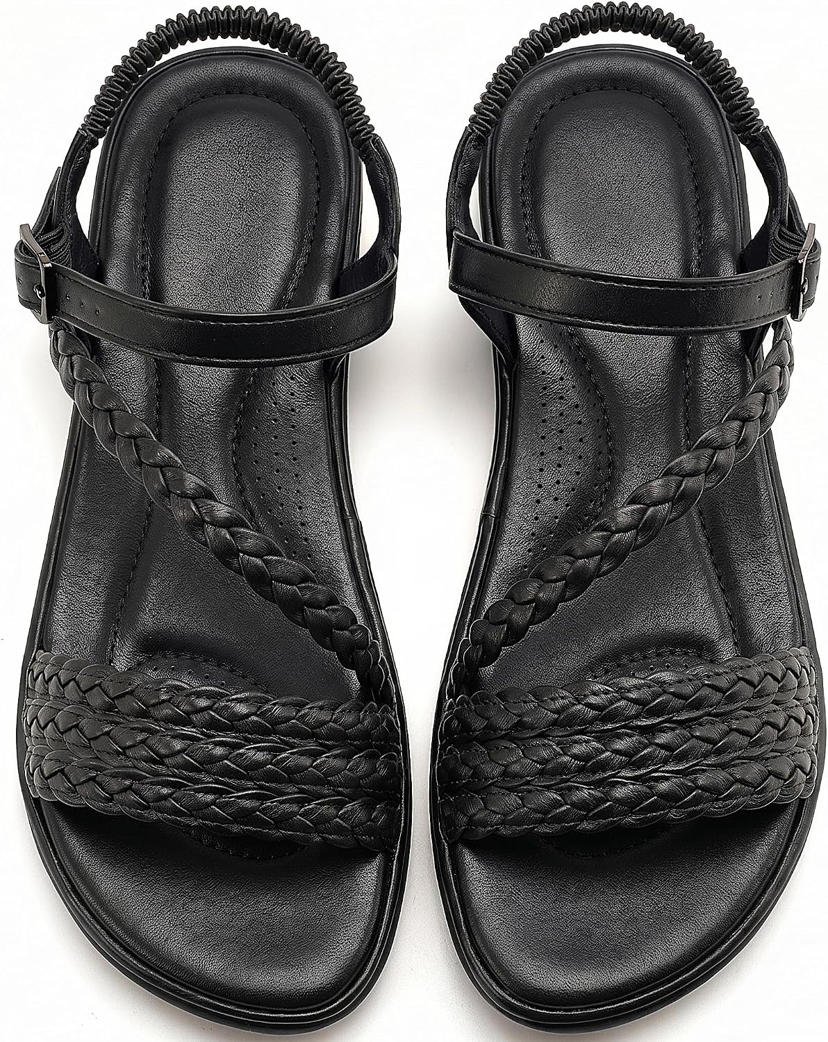 Aomigoct Dressy Womens Sandals Summer: Comfortable Strappy Flats Sandals Women - Casual Walking Woman Shoes