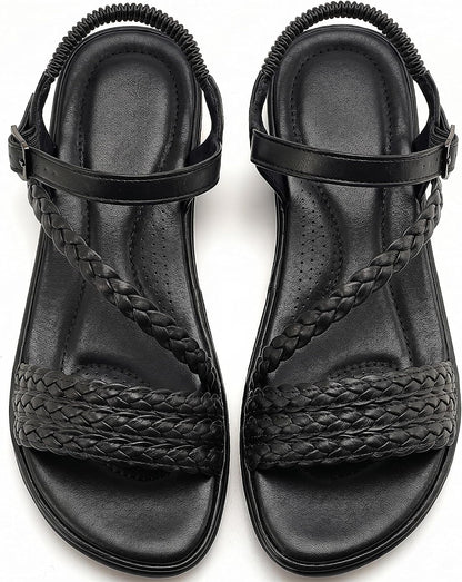 Aomigoct Dressy Womens Sandals Summer: Comfortable Strappy Flats Sandals Women - Casual Walking Woman Shoes