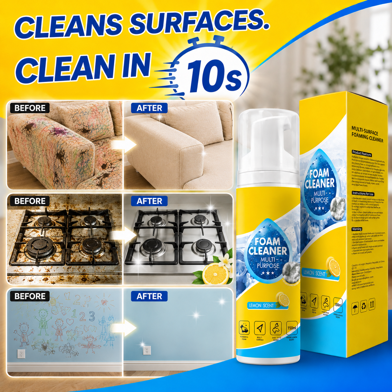 🔥Last Day 60% OFF - Foam No-Rinse Cleaner — Spray, Wipe & Done