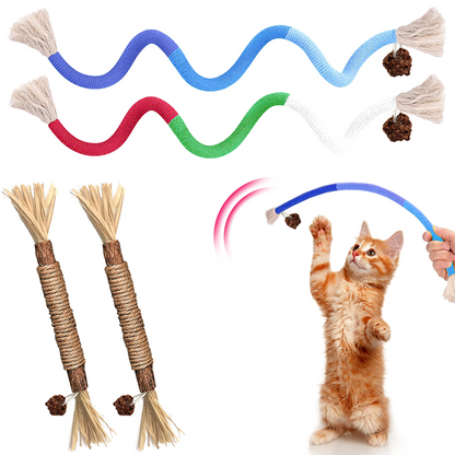 Mresio®🔥😻 Cat Toys Chew Rope & Silvervine Sticks for Bored Indoor Adult Cats