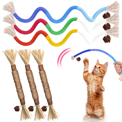 Mresio®🔥😻 Cat Toys Chew Rope & Silvervine Sticks for Bored Indoor Adult Cats